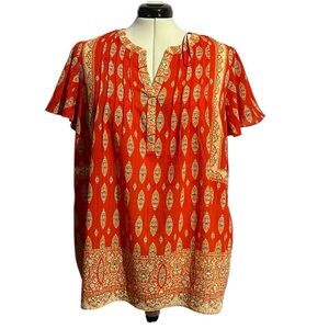 Rose & Olive Red Bohemian Flutter Sleeve Blouse